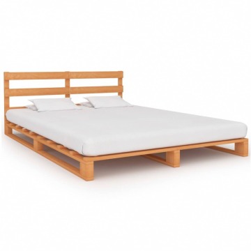 Rama łóżka z palet, brązowa, lite drewno sosnowe, 200 x 200 cm