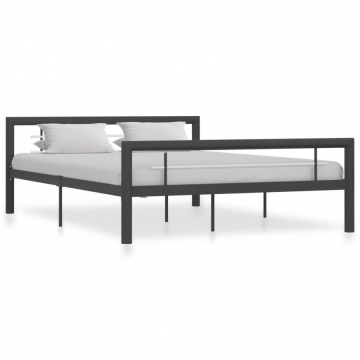 Rama łóżka, szaro-biała, metalowa, 120 x 200 cm