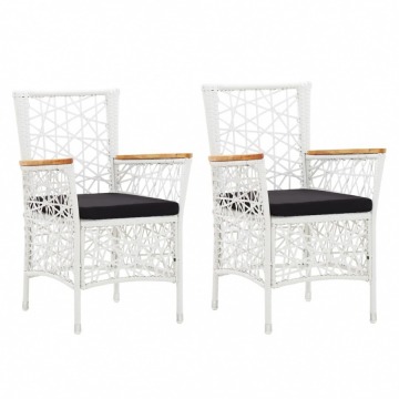 Krzesła ogrodowe z poduszkami, 2 szt., polirattanowe, białe