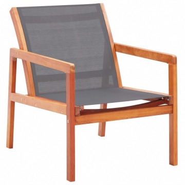 Krzesło ogrodowe, szare, lite drewno eukaliptusowe i textilene