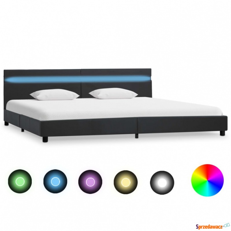 Rama łóżka LED, szara, sztuczna skóra, 180x200... - Łóżka - Białogard