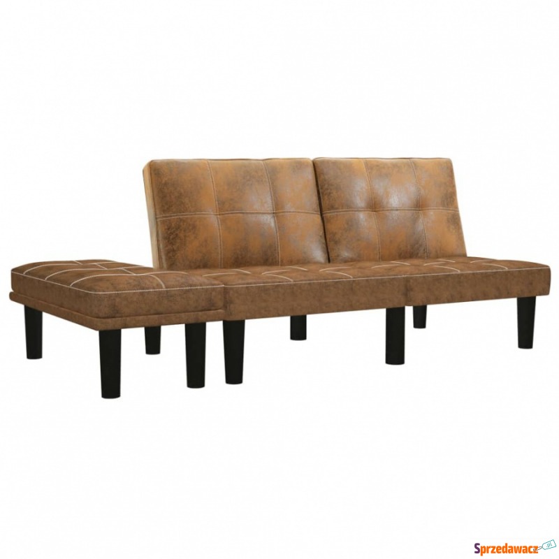 2-osobowa sofa, brązowa, sztuczna skóra zamszowa - Sofy, fotele, komplety... - Zieleniewo