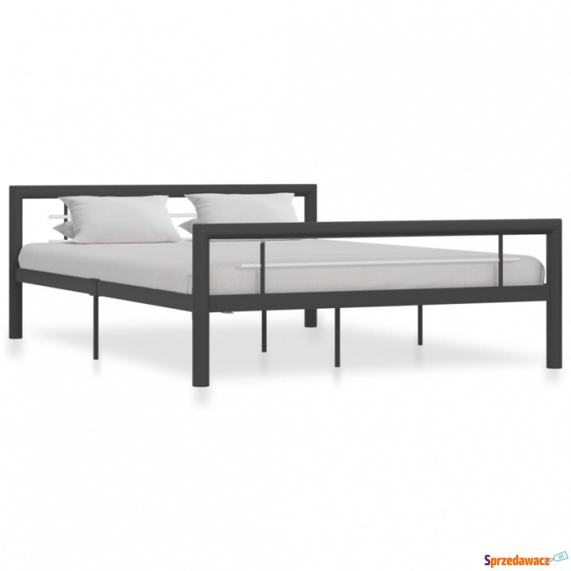 Rama łóżka, szaro-biała metalowa, 160 x 200 cm - Stelaże do łóżek - Łomża