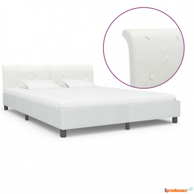 Rama łóżka, biała, sztuczna skóra, 160 x 200 cm - Stelaże do łóżek - Świnoujście