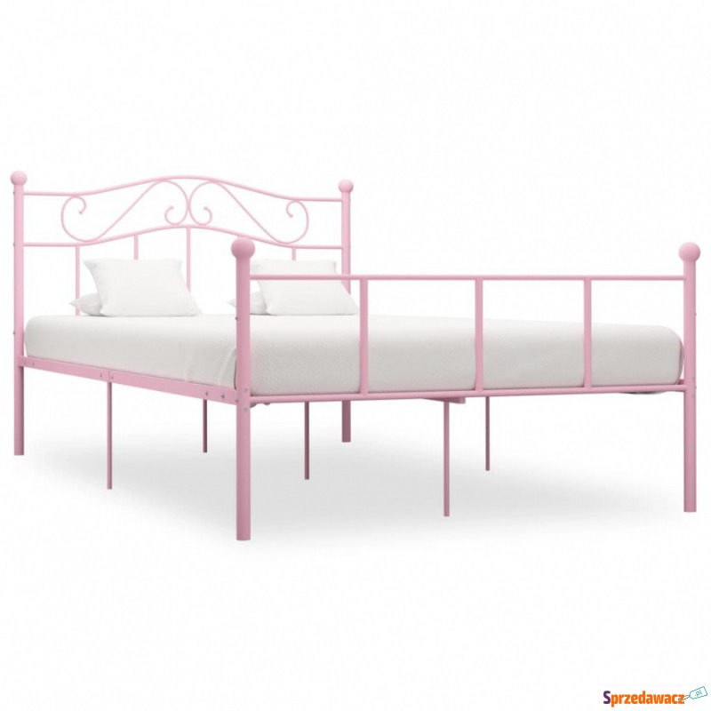 Rama łóżka, różowa, metalowa, 160 x 200 cm - Stelaże do łóżek - Kraśnik
