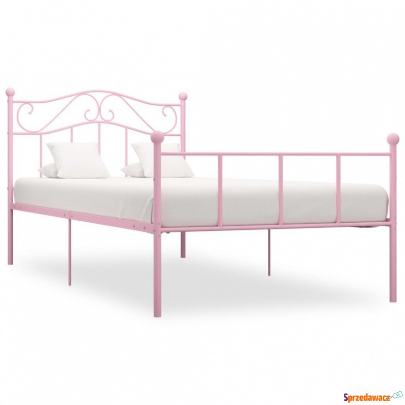 Rama łóżka, różowa, metalowa, 100 x 200 cm - Stelaże do łóżek - Malbork