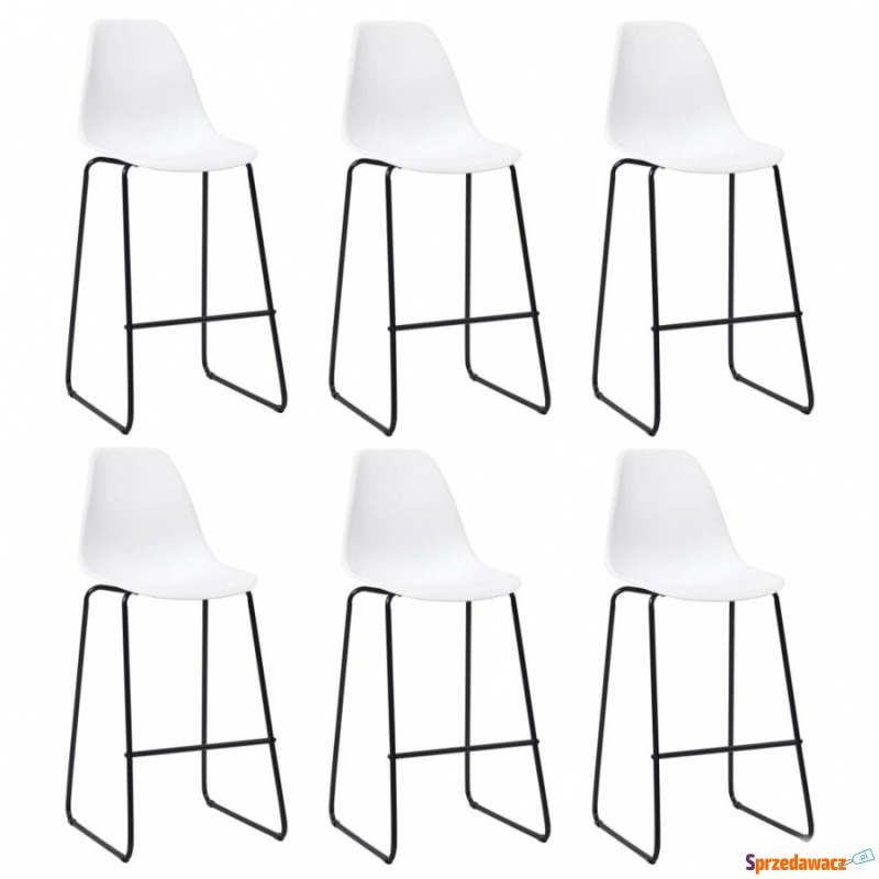 Krzesła barowe 6 szt białe plastik - Taborety, stołki, hokery - Myślachowice