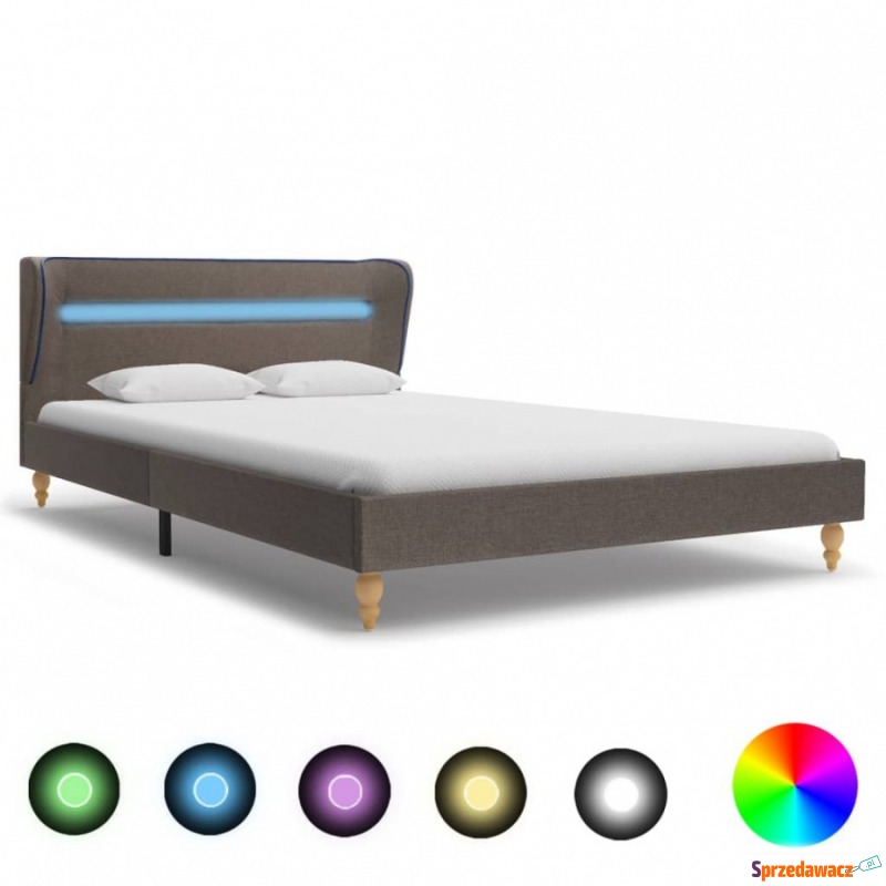 Rama łóżka z LED, taupe, tapicerowana tkaniną,... - Łóżka - Skarżysko-Kamienna