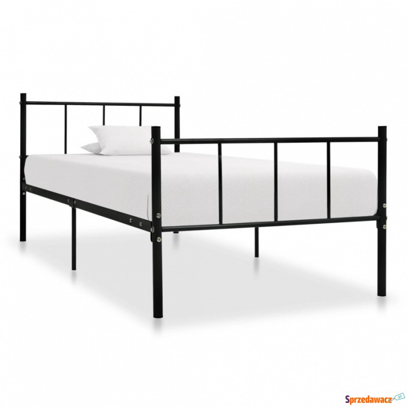 Rama łóżka, czarna, metalowa, 90 x 200 cm - Stelaże do łóżek - Toruń