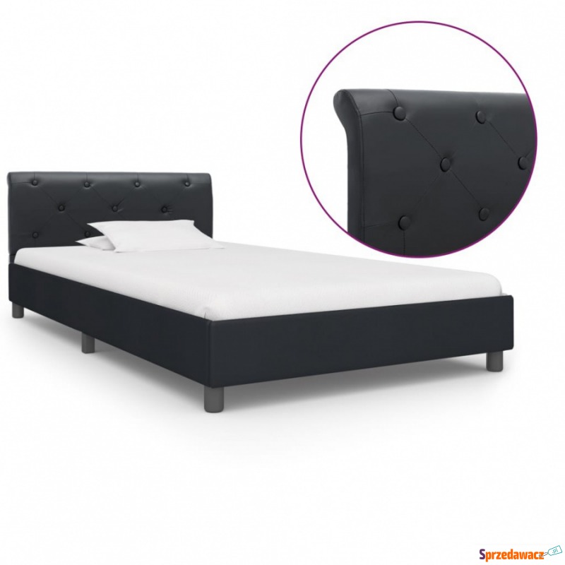 Rama łóżka, czarna, sztuczna skóra, 90 x 200 cm - Stelaże do łóżek - Rąty