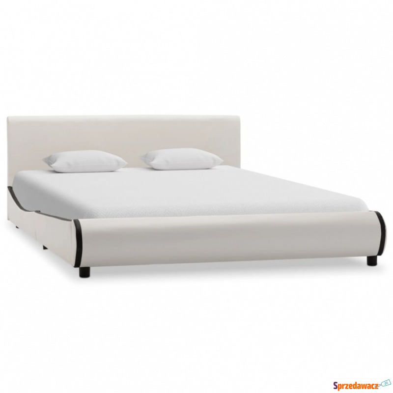 Rama łóżka, biała, sztuczna skóra, 160 x 200 cm - Łóżka - Augustów