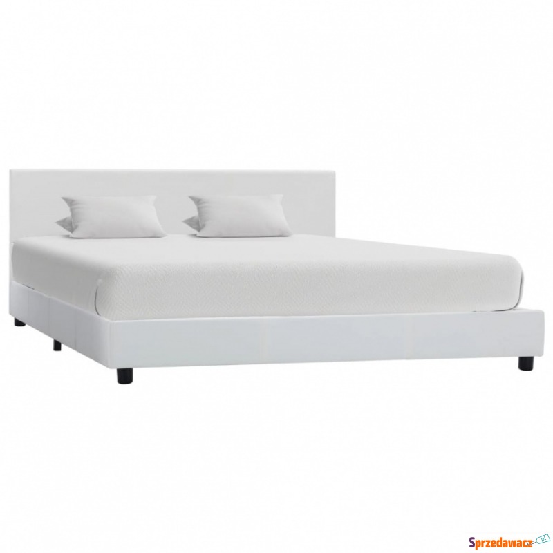 Rama łóżka, biała, sztuczna skóra, 160 x 200 cm - Łóżka - Świnoujście