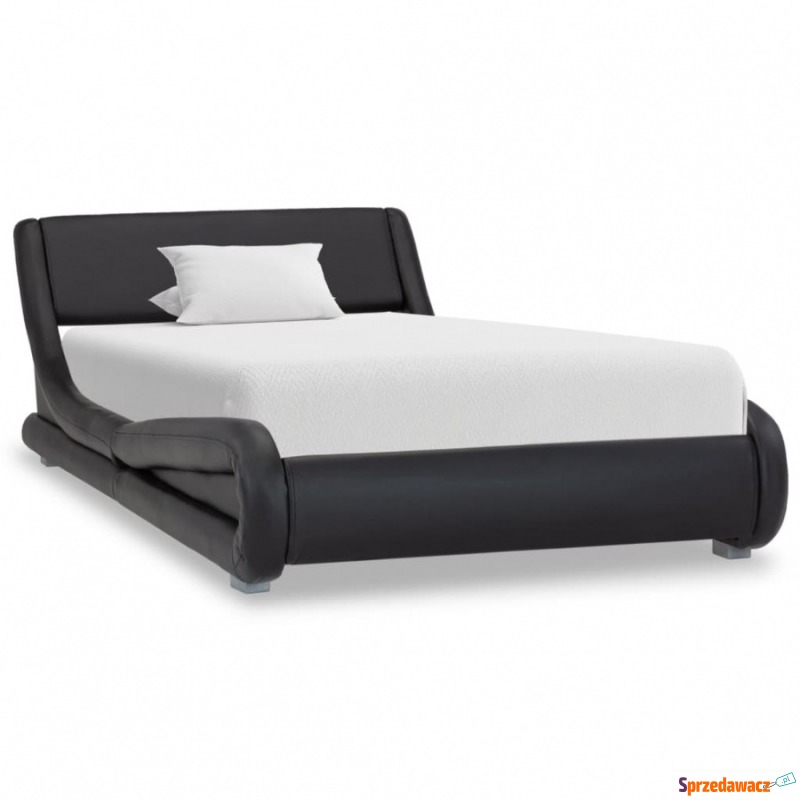 Rama łóżka, czarna, sztuczna skóra, 90 x 200 cm - Łóżka - Krotoszyn