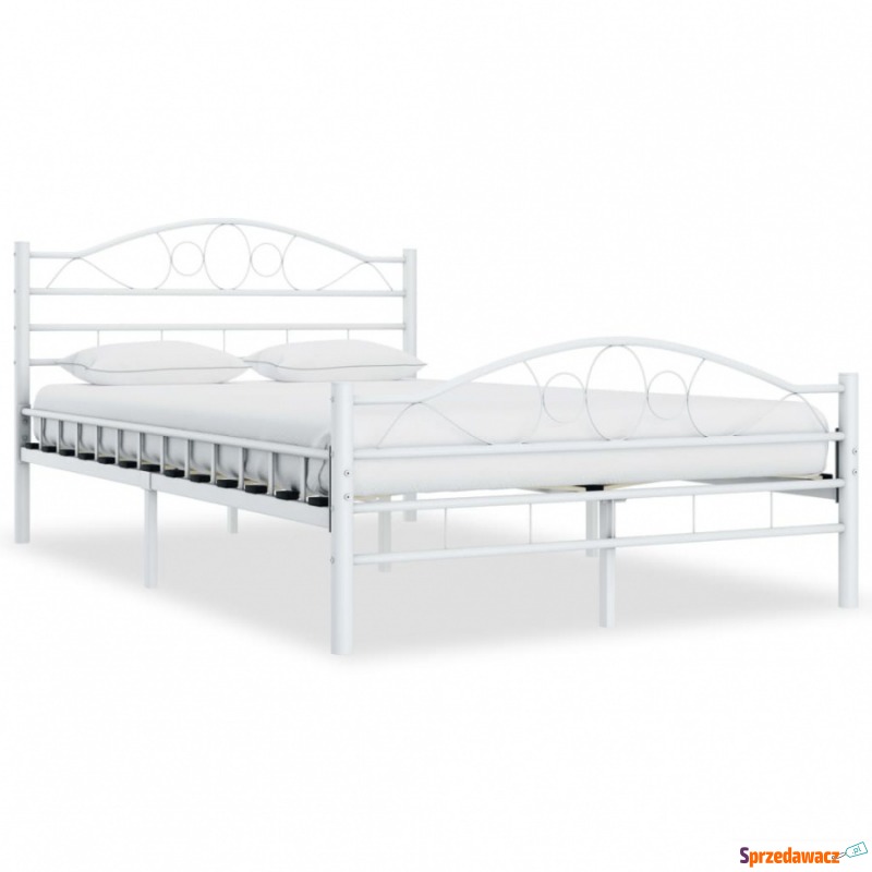 Rama łóżka, biała, metalowa, 120 x 200 cm - Stelaże do łóżek - Zaścianki