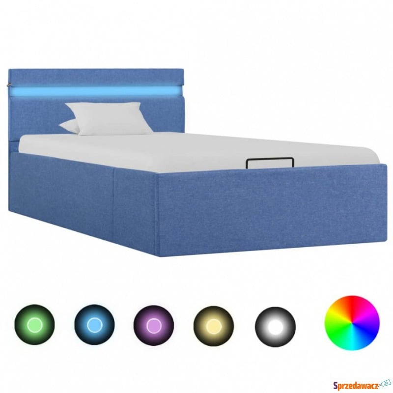Rama łóżka z podnośnikiem i LED, niebieska, t... - Łóżka - Przemyśl