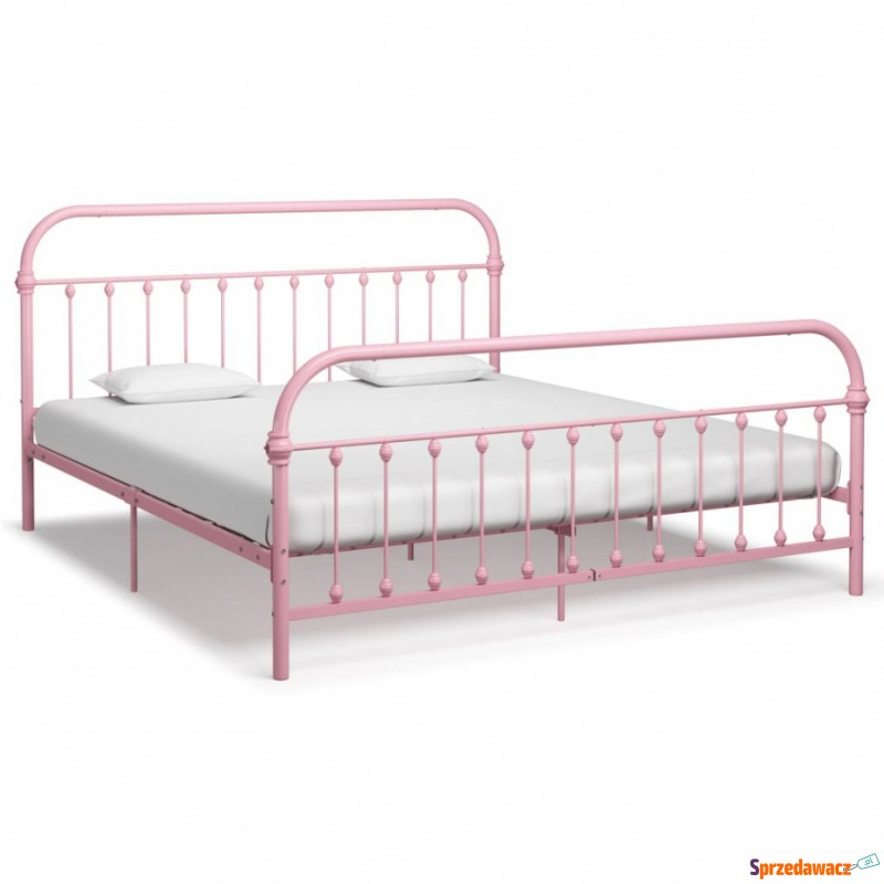 Rama łóżka, różowa, metalowa, 180 x 200 cm - Stelaże do łóżek - Radomsko