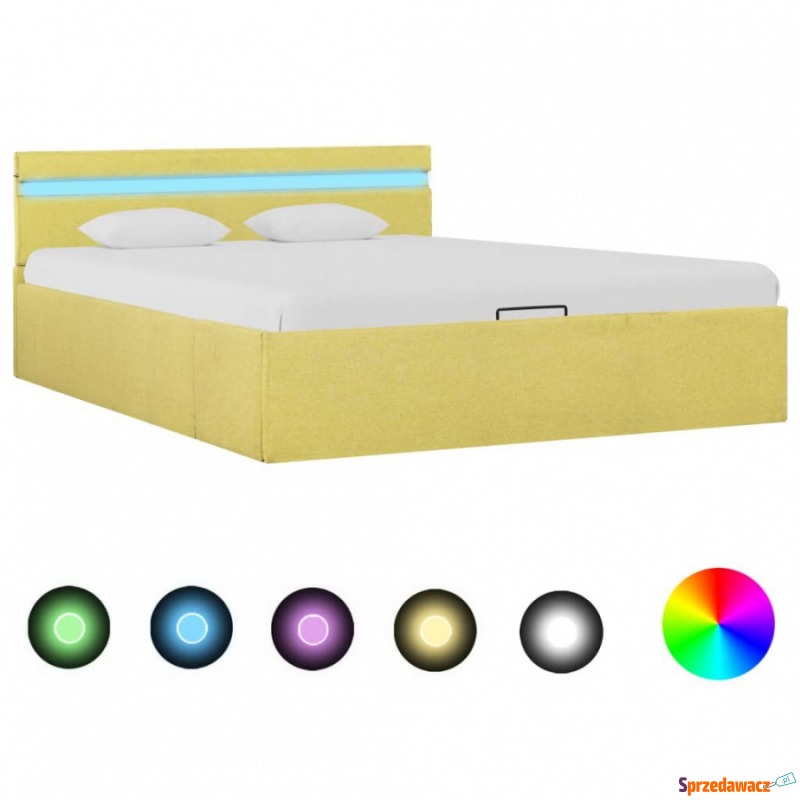 Rama łóżka z podnośnikiem i LED, limonkowa, t... - Łóżka - Nysa