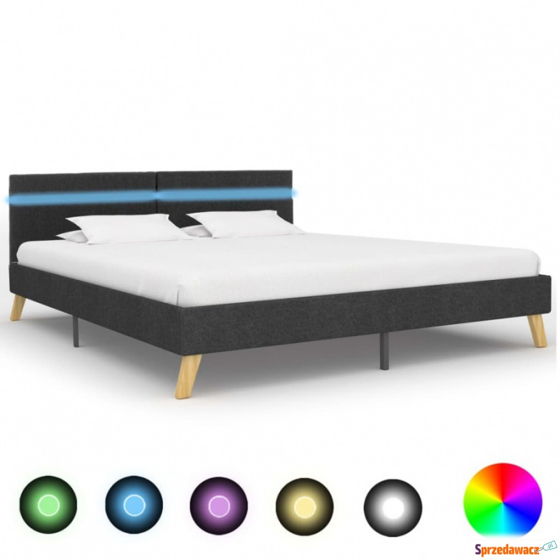 Rama łóżka z LED, ciemnoszara, tkanina, 180 x... - Łóżka - Chrzanów