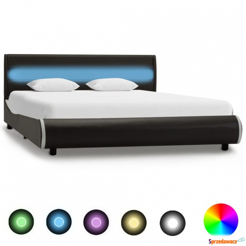 Rama łóżka z LED, antracytowa, sztuczna skóra,... - Łóżka - Ustka