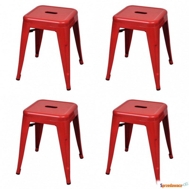 Stołki sztaplowane, 4 szt., czerwone, stalowe - Taborety, stołki, hokery - Stargard Szczeciński