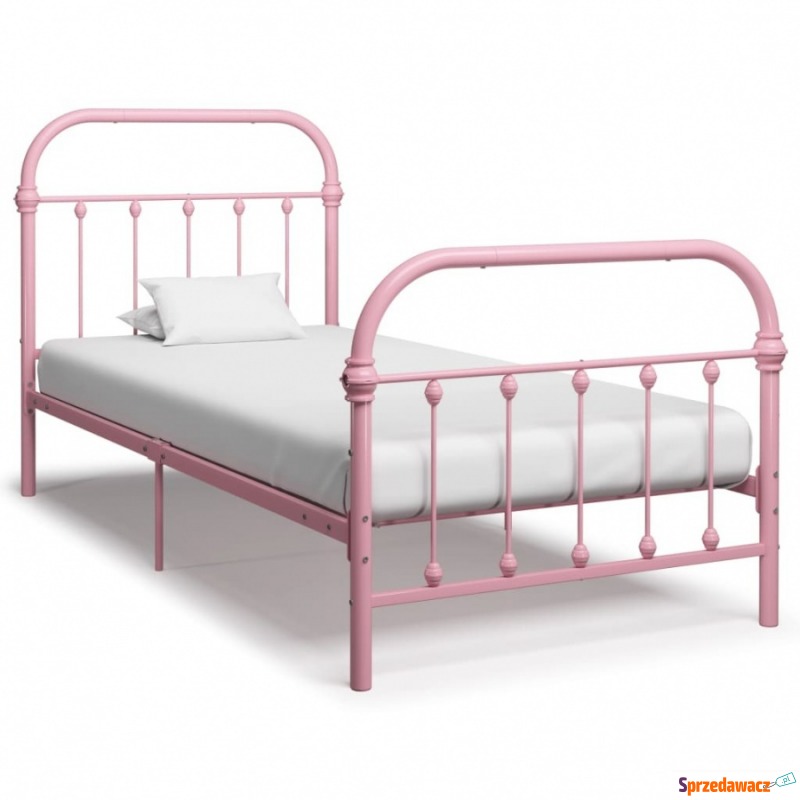 Rama łóżka, różowa, metalowa, 100 x 200 cm - Stelaże do łóżek - Siemysłów