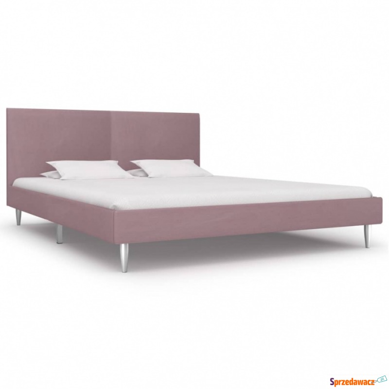 Rama łóżka, różowa, tapicerowana tkaniną, 160... - Łóżka - Mikołów
