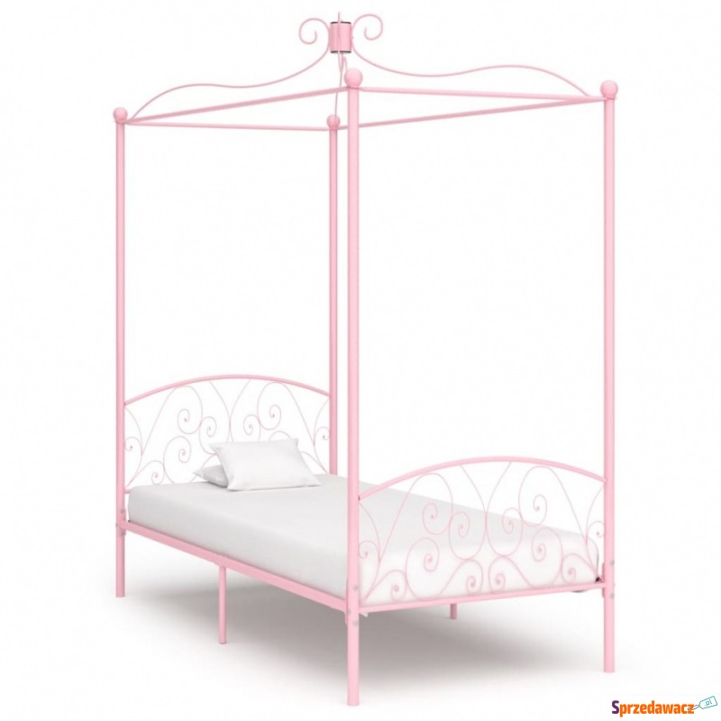 Rama łóżka z baldachimem, różowa, metalowa, 1... - Łóżka - Jawor