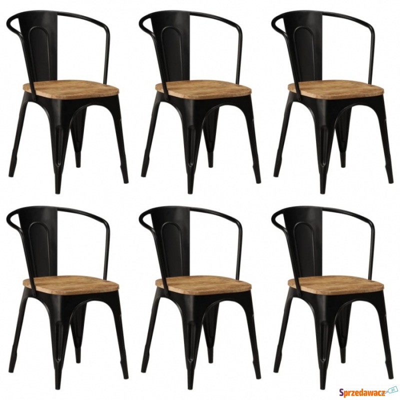 Krzesła do jadalni, 6 szt., czarne, lite drewno... - Krzesła do salonu i jadalni - Wałbrzych