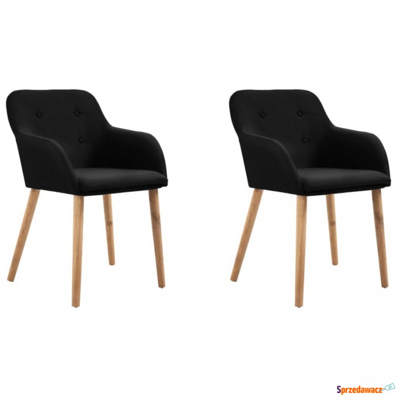 Krzesła stołowe, 2 szt., czarne, tkanina i lity... - Krzesła kuchenne - Mysłowice