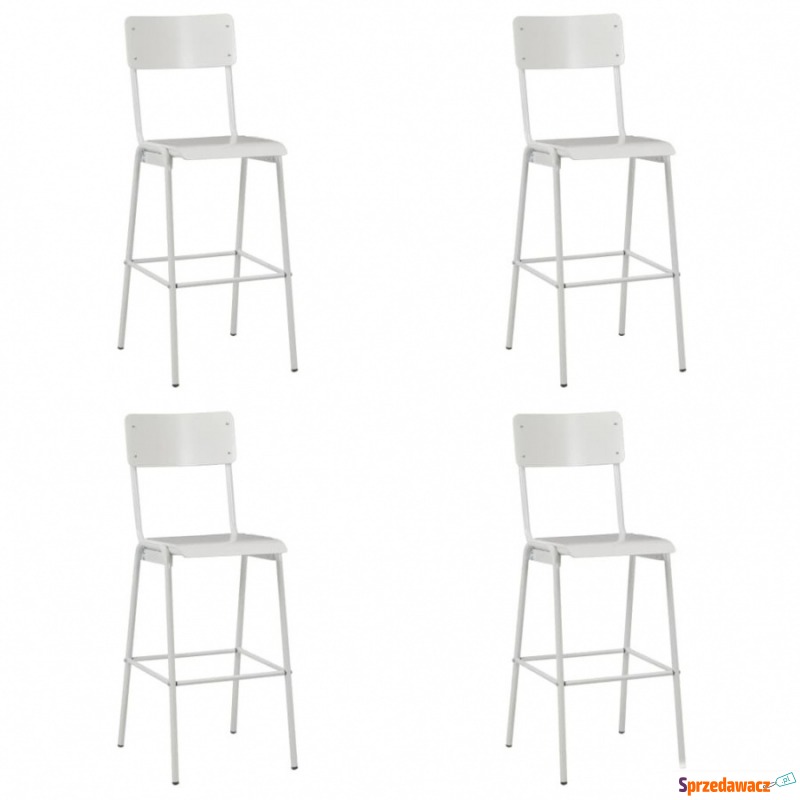 Krzesła barowe, 4 szt., białe, sklejka i stal - Taborety, stołki, hokery - Żory