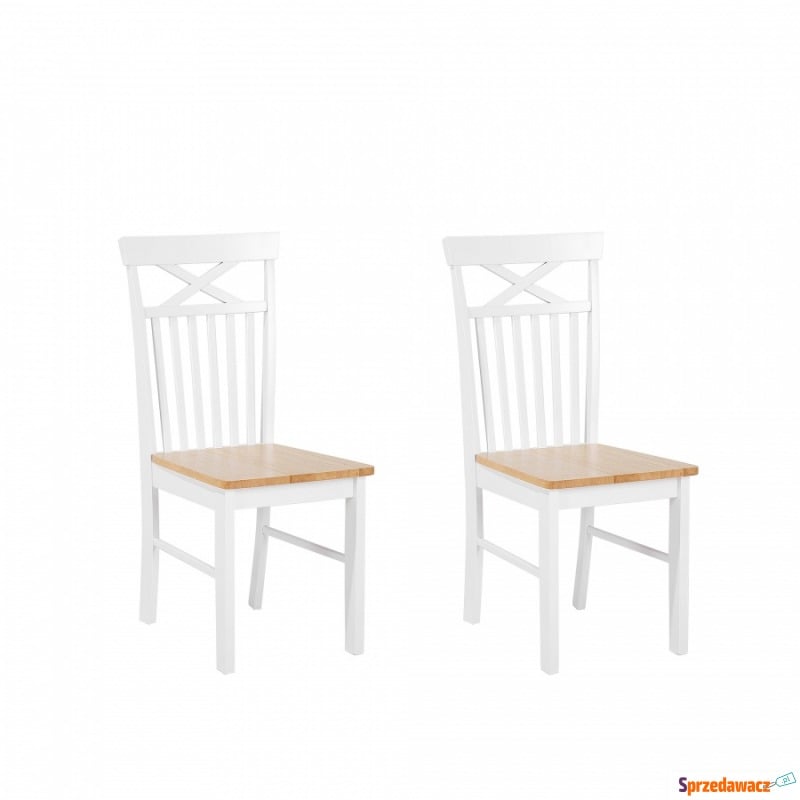 Zestaw do jadalni 2 krzesła biało-brązowe Uberto - Krzesła kuchenne - Rogoźnik