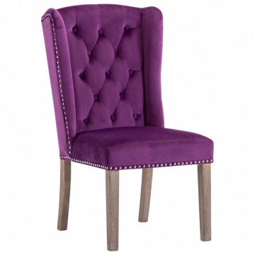 Krzesło do jadalni fioletowe obite aksamitem