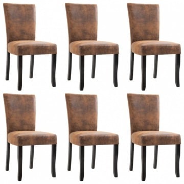 Krzesła do jadalni 6 szt. brązowe sztuczna skóra zamszowa