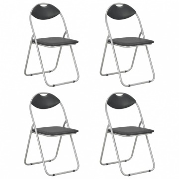 Składane krzesła jadalniane, 4 szt., czarne, sztuczna skóra