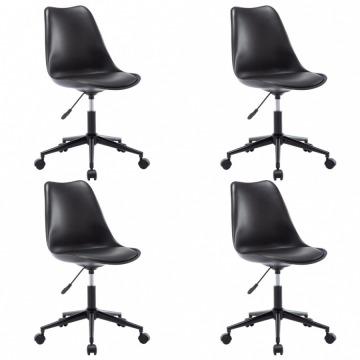 Krzesła biurowe obrotowe 4 szt. czarne sztuczna skóra
