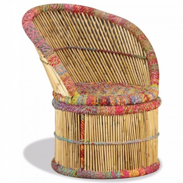 Krzesło w stylu chindi, bambusowe, wielokolorowe
