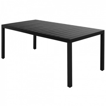 Stół ogrodowy, WPC, aluminium, 185 x 90 x 74 cm, czarny