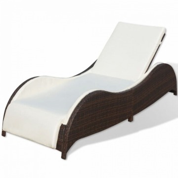 Leżak z poduszką, polirattan, brązowy