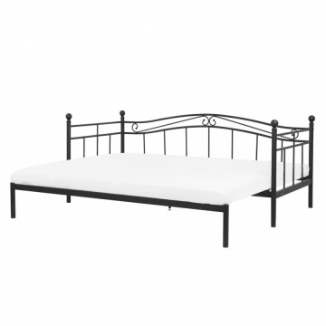 Łóżko wysuwane metalowe 90 x 200 cm czarne TULLE