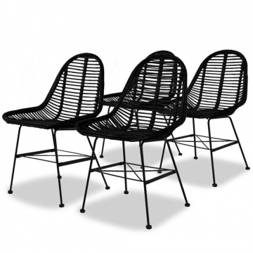 Krzesła ogrodowe 4 szt. naturalny rattan czarne