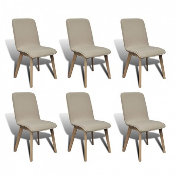 Krzesła jadalniane z dębową ramą, 6 szt., materiałowe, beżowe