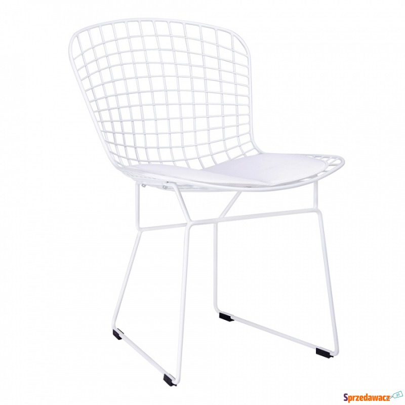 Krzesło NET SOFT białe - biała poduszka, metal - Krzesła do salonu i jadalni - Siedlce
