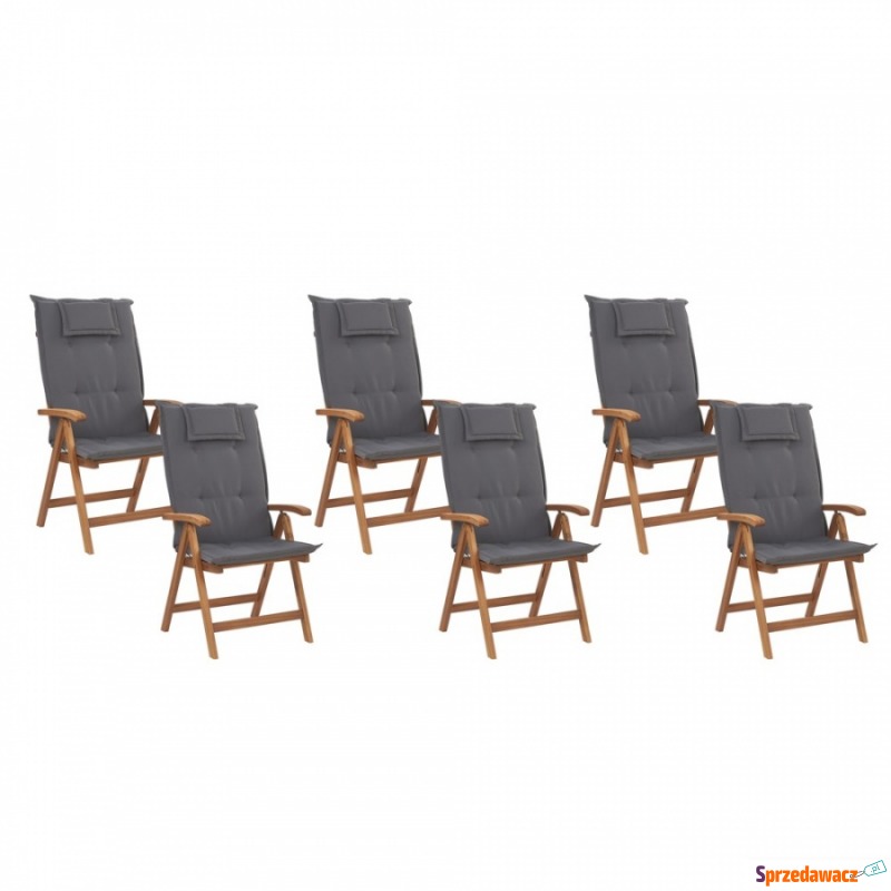 Zestaw 6 krzeseł ogrodowych drewnianych z gra... - Krzesła ogrodowe - Jelcz-Laskowice