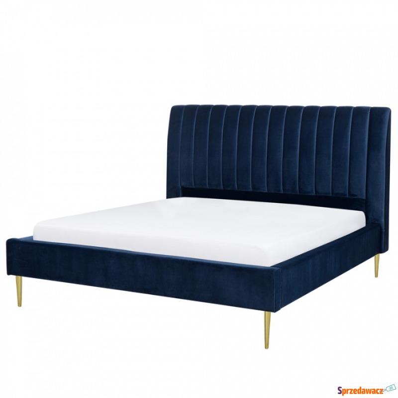 Łóżko welurowe 180 x 200 cm niebieskie MARVILLE - Łóżka - Sieradz