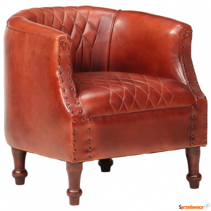 Fotel klubowy brązowy 62x58x65 cm skóra naturalna - Krzesła biurowe - Tomaszów Mazowiecki