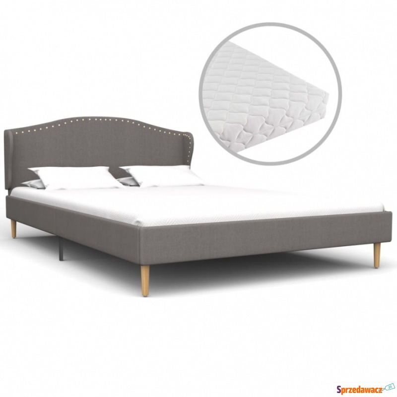 Łóżko z materacem, jasnoszare, tkanina, 140 x... - Łóżka - Kętrzyn