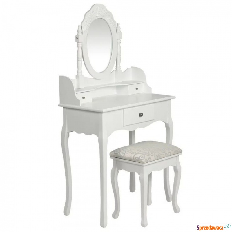 Toaletka z lustrem i stołkiem, biała - Toaletki - Kraczkowa