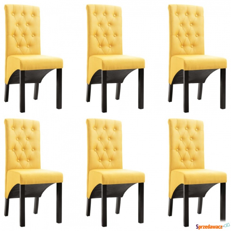 Krzesła do jadalni 6 szt. żółte tapicerowane... - Krzesła do salonu i jadalni - Pabianice