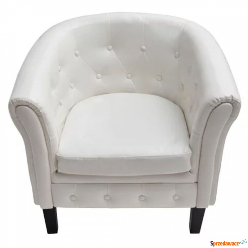 Półokrągły fotel ze skóry syntetycznej biały - Krzesła biurowe - Orpiszew