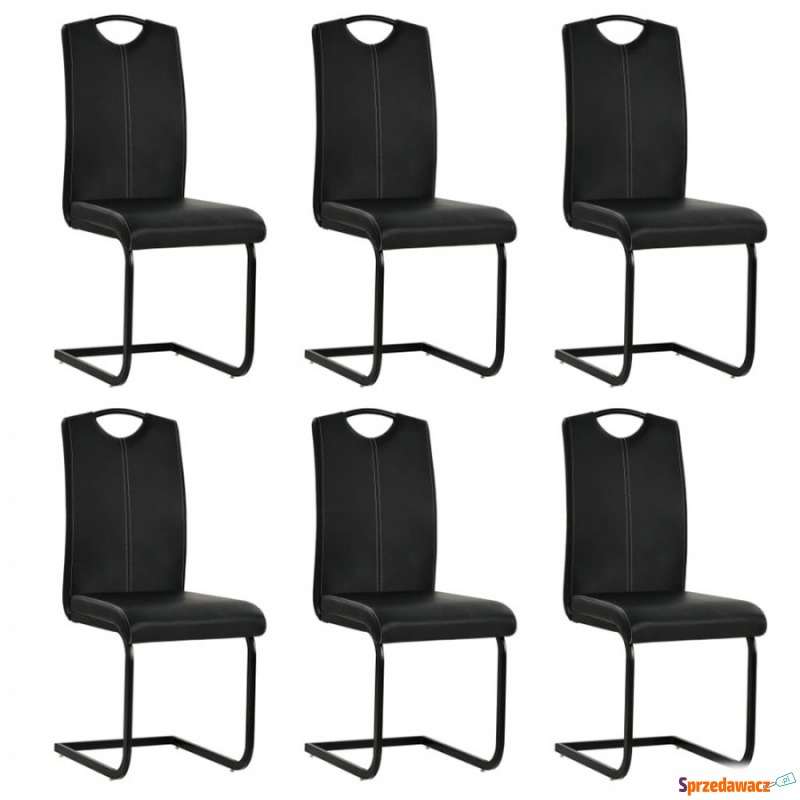 Krzesła do jadalni 6 szt. sztuczna skóra czarne - Krzesła do salonu i jadalni - Sosnowiec